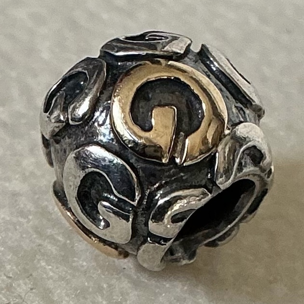 Pandora Two Tone Letter G Initial Charm Silver 14k Gold 790298G